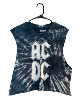 AC/DC Black & White Tie-Dye Logo Tank Top